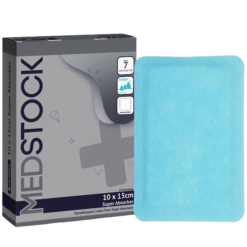 MEDSTOCK SUPER ABSORBENT DRESSING 10cm x 15cm